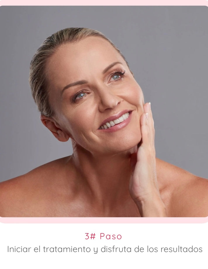 Masajeador facial con frío y calor antiarrugas rosa
