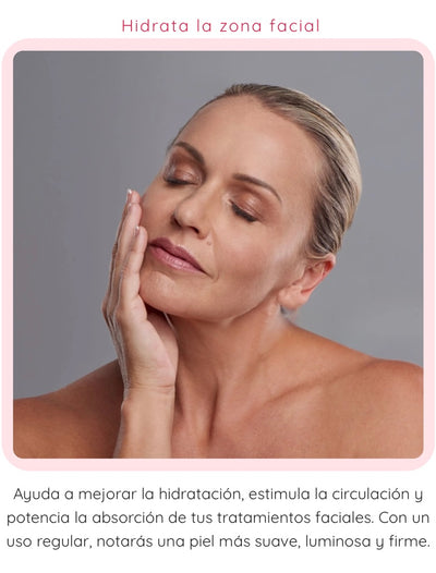 Masajeador facial con frío y calor antiarrugas rosa