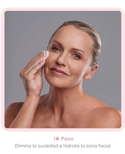 Masajeador facial con frío y calor antiarrugas rosa