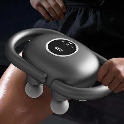 Masajeador muscular de 4 cabezas, masajeador corporal eléctrico de tejido profundo de 4 cabezas, 6 nodos de masaje, máquina de masaje compacta para deportes, viajes, masajeador muscular de percusión