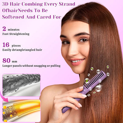 Mini Plancha De Pelo Recargable, Cepillo Y Rizador Alisador De Pelo Anti-Escaldaduras 2 En 1, Plancha De Pelo PortáTil InaláMbrica, Mini Rizador, Peine Caliente Para Uso Diario Y Viajes 
