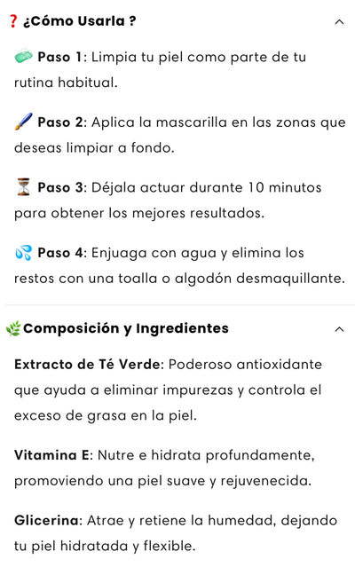 Mascarilla de Té Verde  2x1