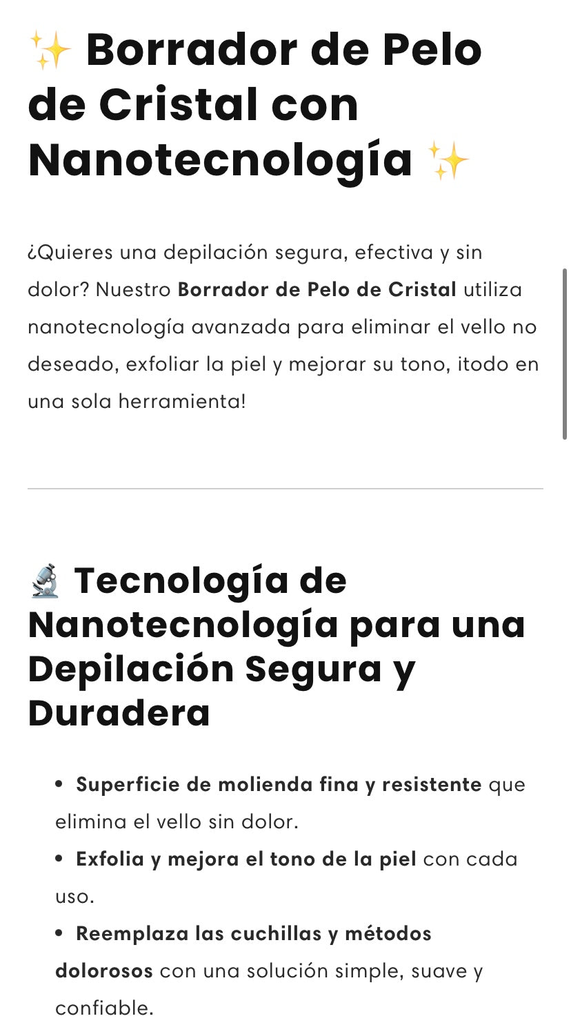 Depiladora de cristal con nano tecnologia 2X1