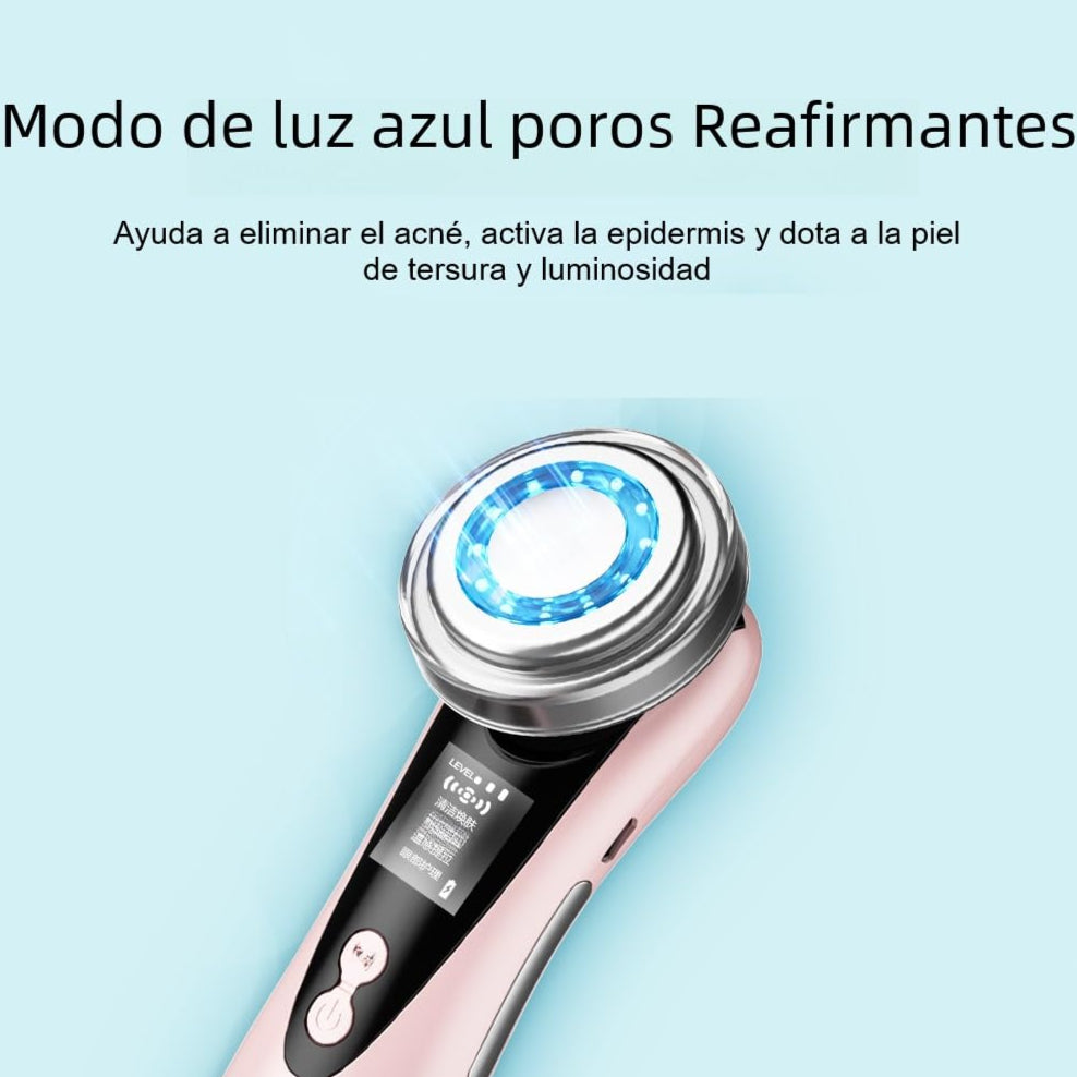 Masajeador facial con frío y calor antiarrugas rosa