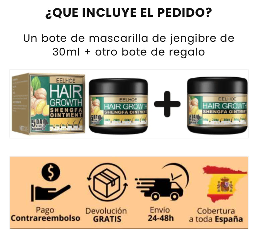 Crema de jenjibre crecepelo 2x1