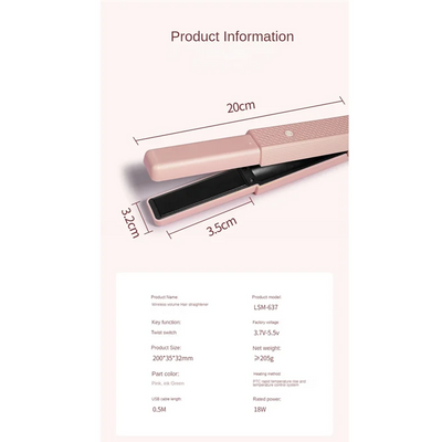 Wireless Hair Straightening Splint Straight Hair Stick Portable Straight Curling Stick Inner Buckle Bangs Styling Tool A